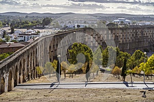 Amazing aqueduct located in the heart of Elvas, Alentejo, Portugal