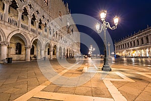 Amazing architecture of the Doges Palace on the San Marco square of Venice, Italy