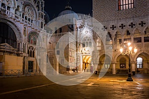 Amazing architecture of the Doges Palace on the San Marco square of Venice, Italy