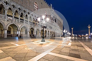 Amazing architecture of the Doges Palace on the San Marco square of Venice, Italy