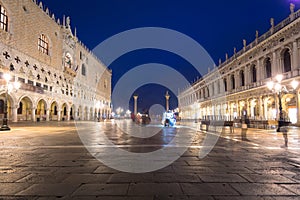 Amazing architecture of the Doges Palace on the San Marco square of Venice, Italy