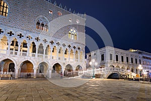 Amazing architecture of the Doges Palace on the San Marco square of Venice, Italy