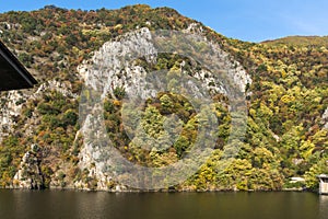 Amazing autumn ladscape from dam of The Krichim Reservoir, Rhodopes Mountain, Plovdiv Region, Bulgaria