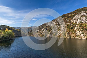 Amazing autumn ladscape from dam of The Krichim Reservoir, Rhodopes Mountain, Plovdiv Region, Bulgaria