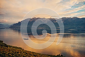 Amazing autumn landscape of Lavaux vineyards