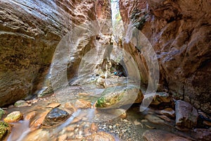 Amazing Avakas gorge, nature landscape, Cyprus. View of the popular canyon, tourist attraction in Paphos district