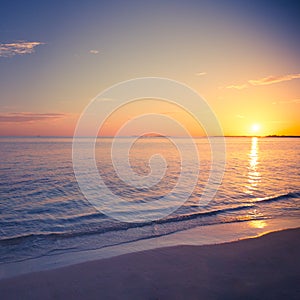 Amazing beach sunset. Relaxing colors with soft waves