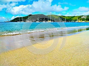 Amazing beach on winter. Carribbean Island. 2020