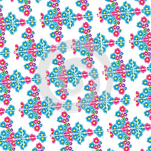 The Amazing of Beautiful Blue and Pink Flower Illustration, in the White Background, Pattern Wallpaper