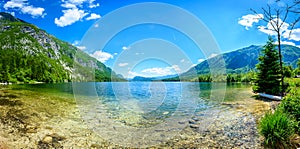 Amazing beautiful lake Bohinj in Slovenia view from Ukanc.