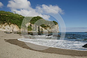 Amazing beautiful sea landscape view of Moinhos beach Porto Formoso cost in Azores island of Portugal