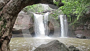 Amazing beautiful waterfalls in deep forest at Haew Suwat Waterfall