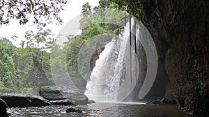 Amazing beautiful waterfalls in deep forest at Haew Suwat Waterfall