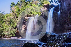 Amazing beautiful waterfalls in deep forest at Haew Suwat Waterfall in Khao Yai National Park