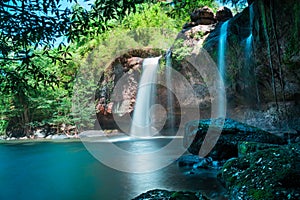 Amazing beautiful waterfalls in deep forest at Haew Suwat Waterfall in Khao Yai National Park