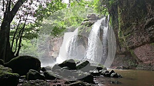 Amazing beautiful waterfalls in deep forest at Haew Suwat Waterfall in Khao Yai National Park