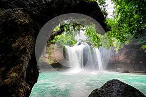 Amazing beautiful waterfalls in tropical forest at Haew Suwat Wa