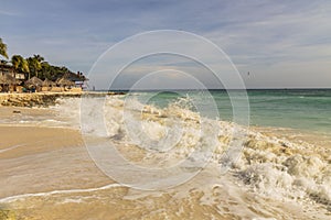 Amazing beauty Eagle Beach of Aruba Island. Caribbean sea beach.