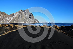 Amazing blacksand beach in Iceland photo