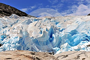 Amazing blue ice of Nigardsbreen glacier