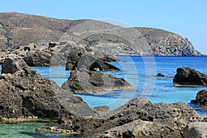 Amazing blue lagoon kedrodasos beach creta island red sand cost clear waters modern background high quality prints