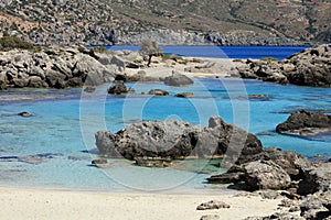 Amazing blue lagoon kedrodasos beach creta island red sand cost clear waters modern background high quality prints