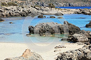 Amazing blue lagoon kedrodasos beach creta island red sand cost clear waters modern background high quality prints