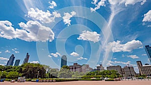 Amazing blue sky over Chicago on a sunny day - CHICAGO, USA - JUNE 11, 2019