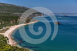 Amazing blue water beach in ArrÃ¡bida, Alentejo in Portugal