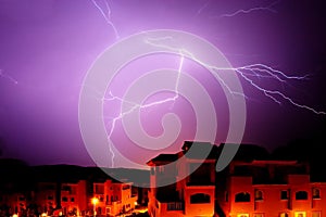 Amazing bolt of lightening at night in Spain