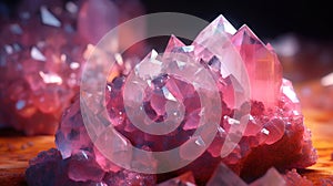 Amazing bright and shiny Cobaltocalcite crystal cluster background. Jewel mineral detailed macro. Generative AI