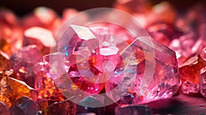 Amazing bright and shiny Cobaltocalcite crystal cluster background. Jewel mineral detailed macro. Generative AI