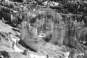 Amazing Bryce Canyon National Park landscape in monochrome