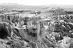 Amazing Bryce Canyon National Park landscape in monochrome