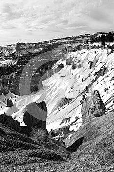 Amazing Bryce Canyon National Park landscape in monochrome