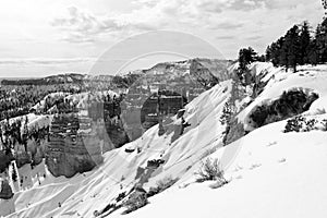 Amazing Bryce Canyon National Park landscape in monochrome