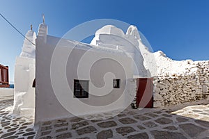 Amazing building of orthodox church Mykonos, Cyclades, Greece