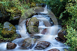 Amazing cascading stream in the summer in Bhutan