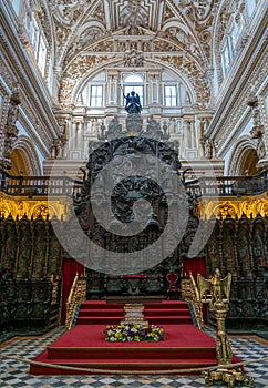Amazing choir by Pedro Duque Cornejo in the Mezquita Cathedral of Cordoba. Andalusia, Spain. July-03-2019 photo