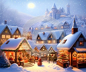 Amazing Christmas village with miniature houses - AI generated art