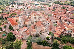 Amazing cityscape aerial view on Besalu medieval town, Catalonia Spain