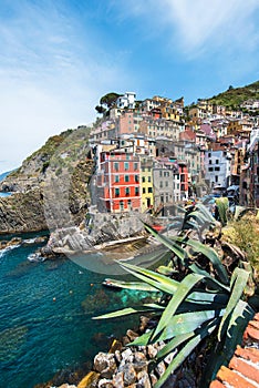 Amazing cityscape with colored houses in Riomaggiore, Cinque Terre, Italy. Amazing places. A popular vacation spot