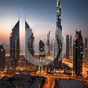 An amazing cityscape with luxury skyscrapers can be seen in the United Arab Emir...