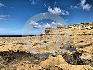 Amazing cliff formation at the Dwejra bay in Gozo in Malta 9.3.2020