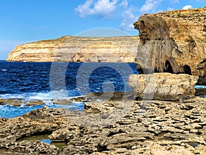 Amazing cliff formation at the Dwejra bay in Gozo in Malta 9.3.2020