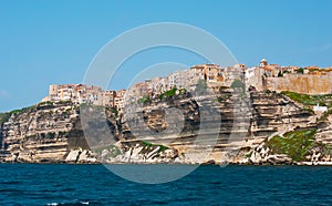 The amazing cliffs and upper town of Bonifacio, Corsica, France