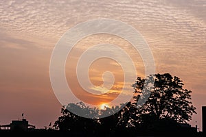 Amazing cloud formation in colourful sky during a monsoon sunrise morning