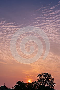 Amazing cloud formation in colourful sky during a monsoon sunrise morning