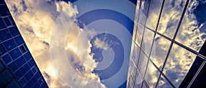 Amazing cloud and sky reflection on window glass building