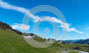 Amazing clouds over the hills of Cantone Appenzell  Switzerland